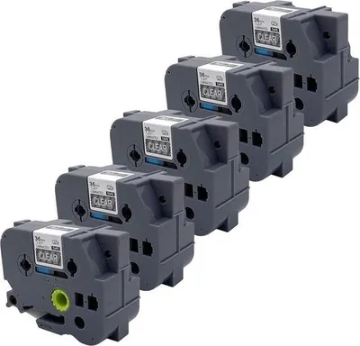 Zdjęcie produktu dla Taśma do etykiet 36 mm x 8 m - przezroczysta - 5 sztuk - przeznaczona do drukarek etykiet Brother P-touch