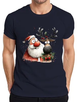 Immagine prodotto di Maglietta da uomo Father Christmas Reindeer Rudolph Funny Christmas Gift, Navy, 3XL