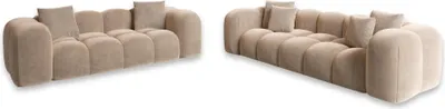 Produktbild von Samtstoff 3-2-Sitzer Sofa Set Valora Beige