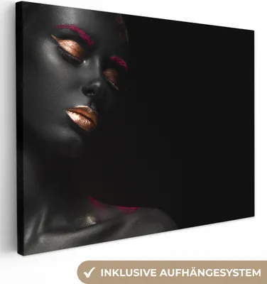 Produktbild von MuchoWow® - Leinwandbilder - Frau - Schwarz - Kupfer, Wandbild, Wanddeko Bilder Wohnzimmer, 40x30 cm