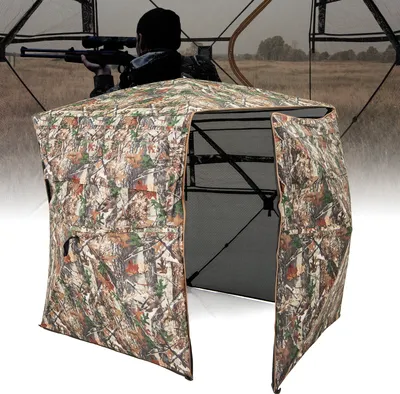 Immagine prodotto di Tenda da caccia COSTWAY per 2-3 persone, tenda da caccia trasparente a 360° per la caccia al cervo e al cinghiale, tenda mimetica pieghevole con borsa e porta per il trasporto