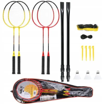 Immagine prodotto di NILS badminton set volano 4 racchette rete volano 3 volani Borsa di trasporto