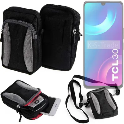 Produktbild von K-S-Trade Holster Schutz Hülle kompatibel mit TCL 30 Handy Hülle Gürteltasche Umhängetasche mit Zusatzfach schwarz