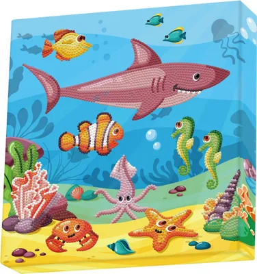 Obrázok produktu pre Diamond Dotz DOTZ in the Ocean, Animals, Viacfarebný, 2864 kusov, 280 mm, 280 mm, Malé časti. Nebezpečenstvo zadusenia, Nevhodné pre deti do 36 mesiacov