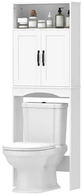 Produktbild von WC-H?ngeschrank mit 2 Soft-Close-Tš¹ren und offenem Fach, 64 x 21 x 173,5 cm, Wei?