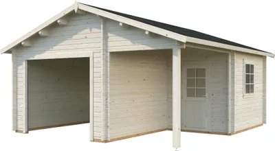 Produktbild von Palmako Garage Roger 21,9+5,2 m² - 44 mm - ohne Tor Transparent tauchimprägniert