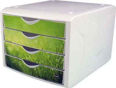 Produktbild von Helit H6129650 - 4 Schublade n - Kunststoff - Grün - Weiß - 1 Stueck e