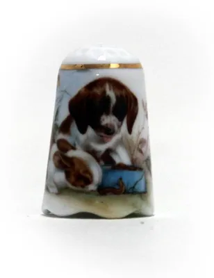 Obrázok produktu pre Porcelánové figúrky psa a zaja – miniatúry s pozládením
