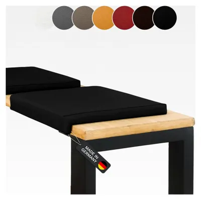 Produktbild von Bankauflage mit Klemmkissen, Sitzkissen aus Kunstleder in Schwarz, für Banktiefe ab 35 cm