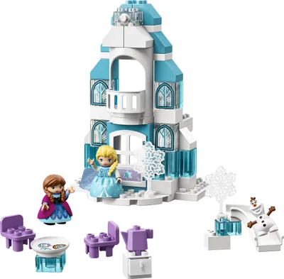 Produktbild von LEGO 10899 DUPLO Princess Frozen Elsas Eispalast, Bauset mit einem Leuchtstein, Prinzessin Elsa und Anna Mini-Puppen sowie Schneemann Figur, Spielzeuge für Jungen und Mädchen ab 2 Jahren