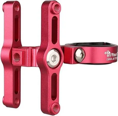 Produktbild von Fahrradhalterung für Mountainbike – 2 x Flaschenhalter – rot – Aluminiumadapter