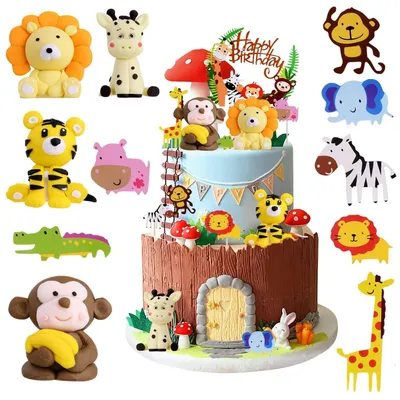 Produktbild von TRANKIELO® - 11-teiliges Set mit Tierfiguren als Tortendekoration – Wiederverwendbar, aus PVC – Sichere Dekorationen für Geburtstage und Feiern