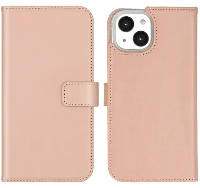 Imagen del producto de Funda de Cuero Auténtico tipo Libro para Apple iPhone 14 - Dusty Pink