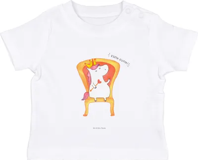 Produktbild von Mr. & Mrs. Panda  T-Shirt Einhorn König 6. - 12. Monat - Weiß - Geschenk, Herrscher, Kleinkind, Krone, Babyshirt, Unicorn, Baby, Prinzessin, Bundeskanzler, Präsident