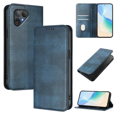 Image de Housse de téléphone portable pour Fairphone 5, Vintage Cuir RFID Protection Porte-carte Stand Fonction Housse à rabat magnétique Bleu