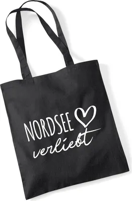 Produktbild von Huuraa Jutebeutel Nordsee verliebt 10 Liter Black Baumwolle Tasche Geschenkidee