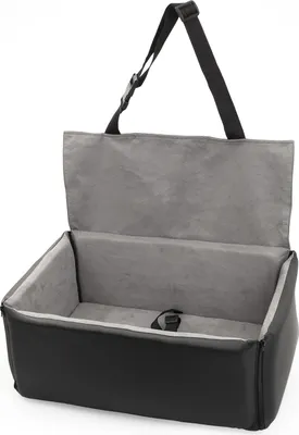 Produktbild von Hunde Autositz mit Sitzbezug  Autositz für Mittlere und Große Hunde Rückbank, Beifahrersitz Hundebett, Hundetasche Kunstleder WildKunstleder Farbe: Schwarz / Grau | Große: M (60x41 cm)