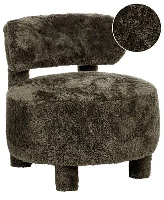 Zdjęcie produktu dla BELIANI Fotel ciemnozielony imitacja skóry drewniana rama bez podłokietników styl retro salon