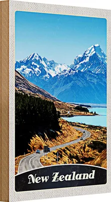 Produktbild von Holzschild Reise 20x30cm Neuseeland Europa Stadt Urlaub Gebirge