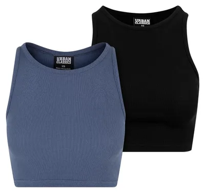 Obrázok produktu pre Urban Classics – Krátke dámske tričko (balenie po 2 ks) TN1191 (XXL) (sivomodrá/čierna)