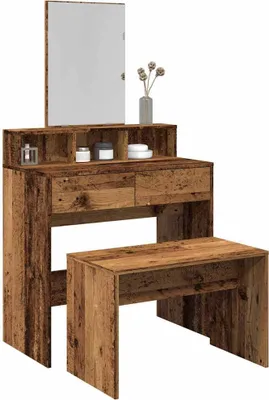Produktbild von Schminkhocker Altholz-Optik 70x35x45 cm Holzwerkstoff - Sitzbänke CC31767