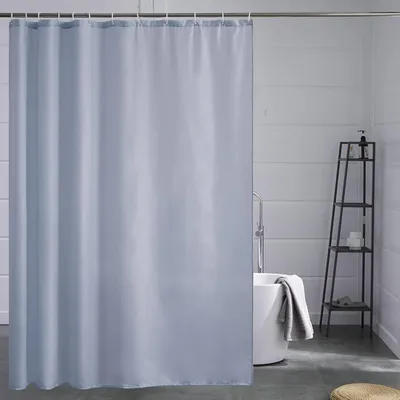 Zdjęcie produktu dla Zasłona prysznicowa tekstylna, antygrzybowa, nadająca się do prania, wodoodporna, szara, niebieska, 180x210 cm