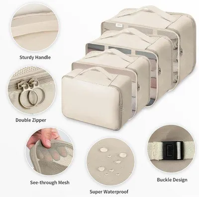 Produktbild von Famanu Reiseorganizer-Set 10-teilig mit Aufbewahrungstaschen – Beige