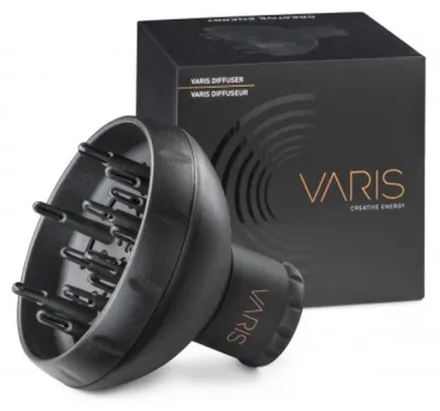 Produktbild von Diffusor für Varis SB2 Haartrockner, Schwarz, mit 360-Grad Luftstrom und Frizz-Schutz