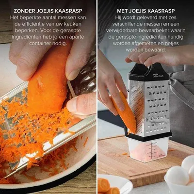 Image de Râpe de cuisine à 6 faces avec récipient, gros/fin