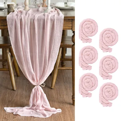 Tischläufer aus Käsetuch, 6 Stk., 80x300 cm, rot-rosa, Boho-Deko