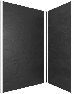 Image de Pack de 2 Panneaux Muraux Pierre Ardoise 90+120x210 cm avec Profilés NOIR MAT - STONE'IT