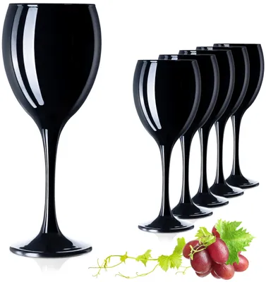 Zdjęcie produktu dla Kieliszki do wina - Zestaw 6 szt. - Szkło - Czarny - 320 ml
