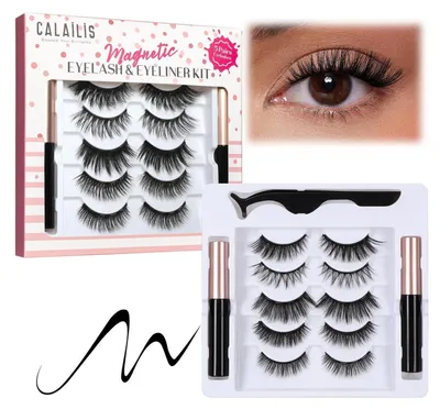 Produktbild von Magnetische Wimpern 5 Paar mit Pinzette und wasserfester Wimperntusche CY06