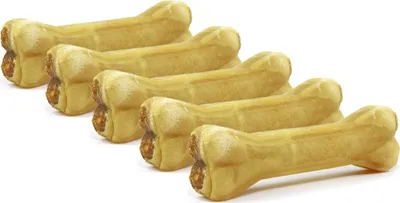 Produktbild von DOGBOSS 100% Natur Kauknochen - Hundeknochen, Rinderhaut mit Strauß, 5 Stück 17 cm