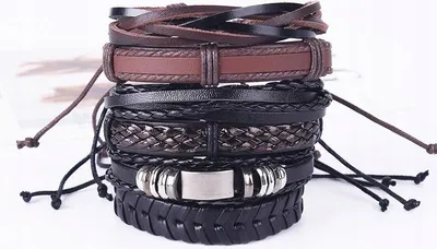 Produktbild von HERREN Lederarmband, , SET, 5er Set, STRAP, Vintage