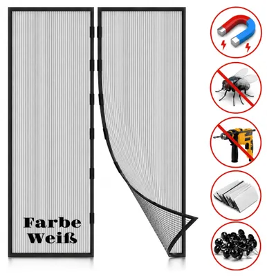 Produktbild von Magnetvorhang Fliegengitter Fliegenvorhang Türvorhang Insektenschutz Tür Weiß