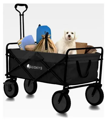 Produktbild von Faltbarer Bollerwagen mit 100 kg Tragkraft - Transportwagen für Einkäufe, Outdoor und Camping - Handwagen in Schwarz