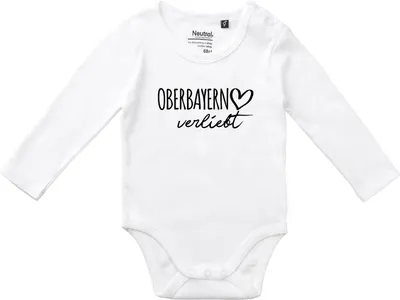Produktbild von Huuraa Baby Body Oberbayern verliebt 74 White  Baumwolle Fairtrade Langarmbody Geschenkidee