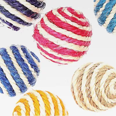 Produktbild von 9 Stück Sisal Seilball, 4,3cm Katze Sisal Ball, Katzenspielzeug Bälle, Umweltfreundliche Kätzchen Bälle, Haustier Kratzball, Interaktiver Sisalball für Haustier Katzen Spielen.