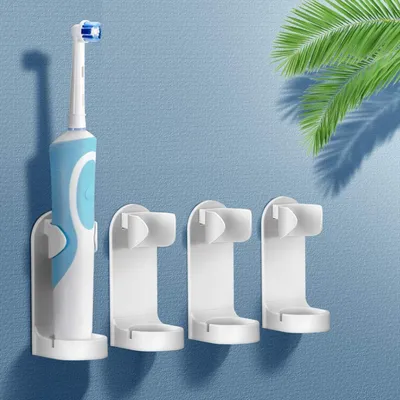 Obrázek produktu pro Držák na zubní kartáče, samolepicí, nástěnný, sada 4 kusů, plast