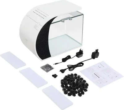 Produktbild von LED Glas Aquarium - Desktop Aquarium Set - 19L Fischbecken - Versteckter Filter 200L/h - 3-farbige LED-Beleuchtung - EU-Stecker 220–240V - Transparent