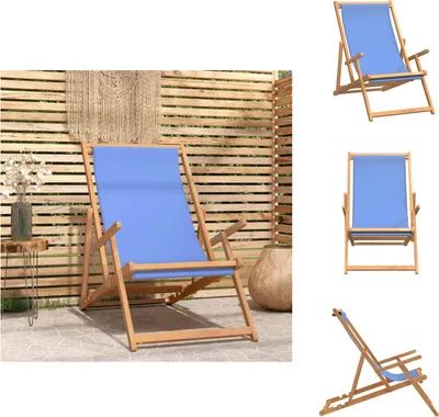 Image de vidaXL Chaise de plage pliante bois massif teck bleu - Chaises de jardin