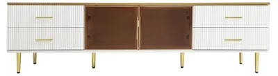 Obrázok produktu pre TV komoda - LED televízna skrinka - 170 × 37 × 47,5 cm - 4 zásuvky - 2 sklenené dvierka - Vhodná pre televízory s uhlopriečkou 152–165 cm - Moderný dizajn