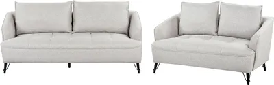 Produktbild von BELIANI 5-Sitzer Sofa Set Hellgrau Stoffbezug Gesteppt mit Hohen Metallbeinen Breite Armlehnen Lose Rückenkissen Freistehend Modern Wohnzimmer