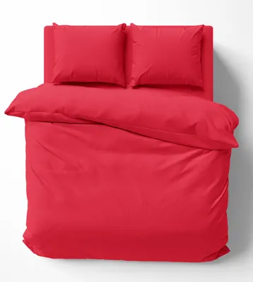 Produktbild von 3 tlg. Bettwäsche-Set 240x220 cm Uni rot Doppelbett Bettbezug Renforcé Baumwolle