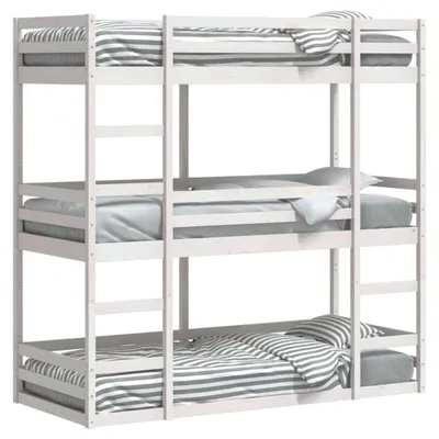Produktbild von Maison Exclusive - Dreifach-Etagenbett Weiß 90x200 cm Massivholz Kiefer