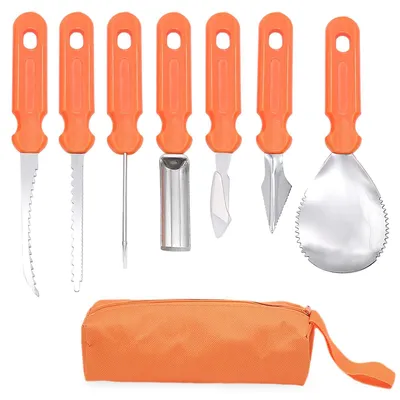 Kürbis-Schnitzset 7-teilig, Edelstahl, mit Tasche