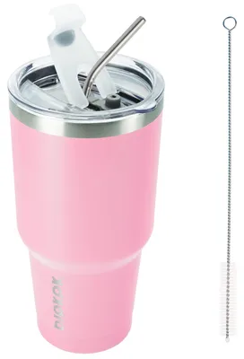 Productafbeelding van BJPKPK beker van roestvrij staal, 900 ml, met deksel en rietje