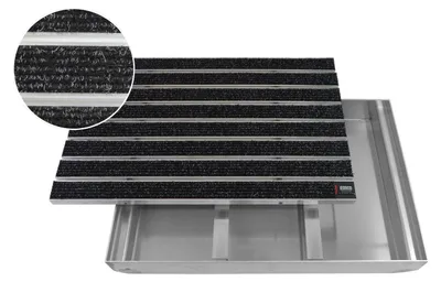 Produktbild von Emco Eingangsmatte DIPLOMAT + Bodenwanne 75mm Aluminium, Large Rips Anthrazit,Größe:100x50cm