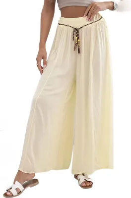 Produktbild von Gelbe Palazzohose mit weitem Bein und hoher Taille für Damen